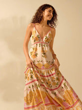 Yellow Floral A-line Backless Vacation Dress